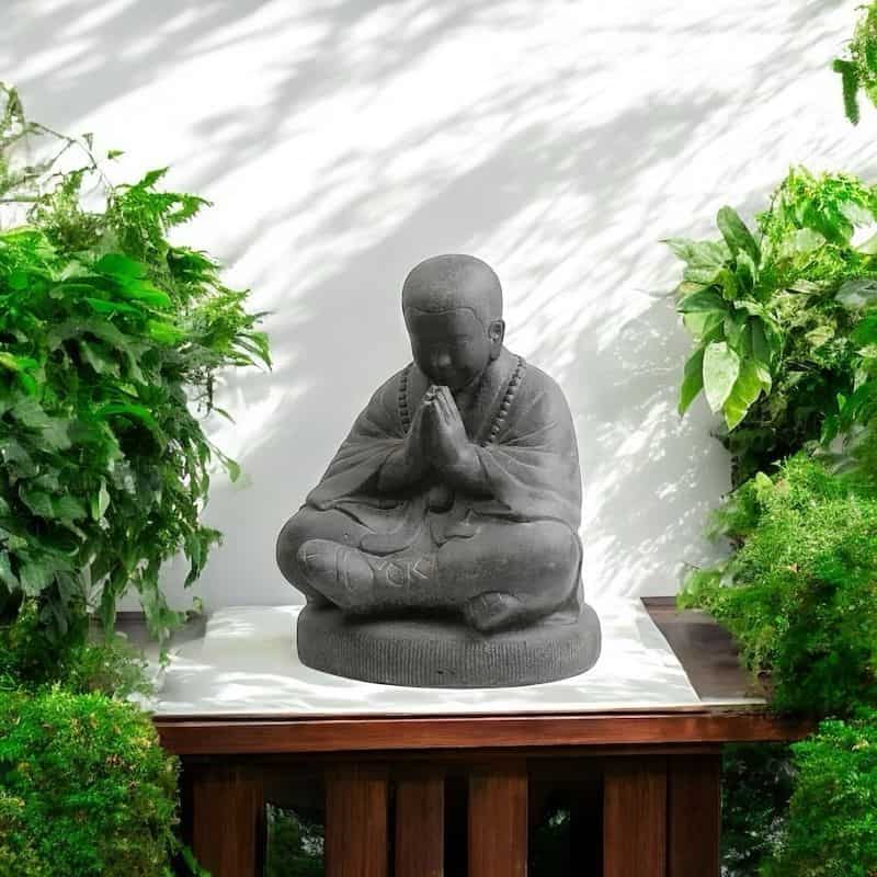 Statue Moine Assis - 80 cm