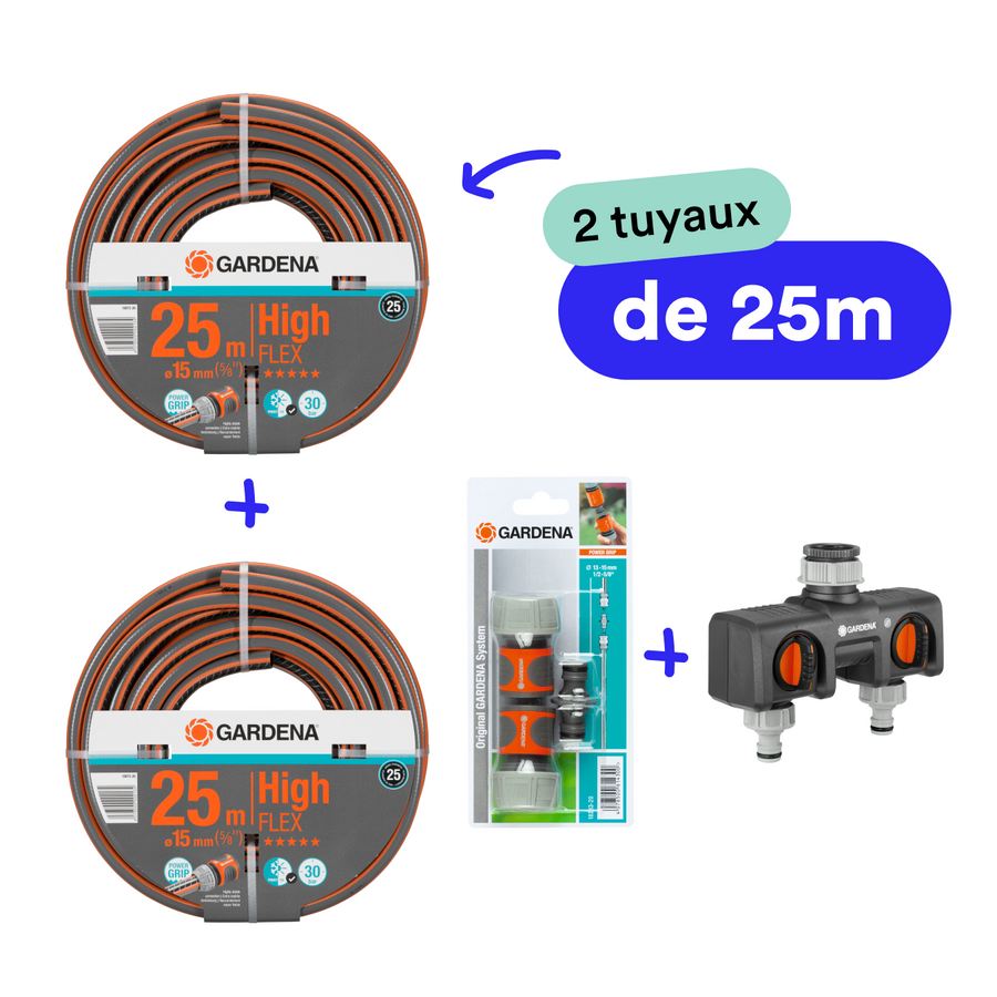 Kit : tuyau 25 m x2